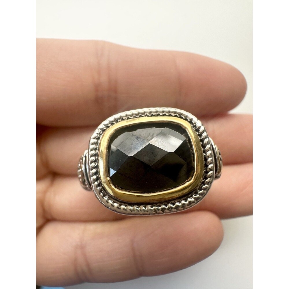 18k Gold Electroplated Two Tone Cubic Zirconia Statement Ring Size 10